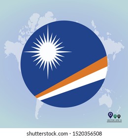 Flag of Marshall Islands Round Glossy Icon. Vector illustration eps 10.