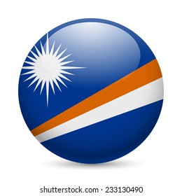 Flag of Marshall Islands as round glossy icon. Button with flag design