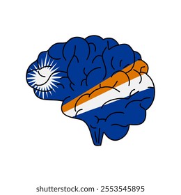 Flag of Marshall Islands. Vector illustration of a combination of a human brain with a country flag on a white background.