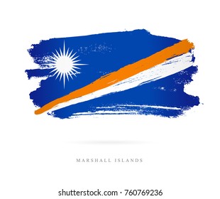 Flag of the Marshall Islands. Vector illustration on white background. Beautiful brush strokes. Abstract concept. Elements for design.

