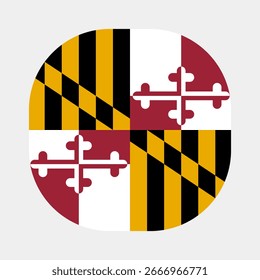 Ícone da bandeira do estado de Maryland. aaa quadrado arredondado ícone da bandeira projeto de ilustração vetorial digital. Fundo branco.