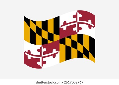 Flag of Maryland. Maryland wavy flag digital vector illustration.