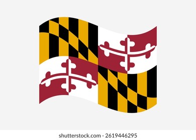 Flag of Maryland. Maryland wavy flag digital vector illustration.