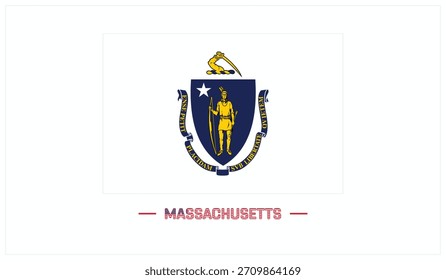 Bandeira de MASSACHUSETTS sobre fundo branco, ilustração vetorial editável da bandeira de MASSACHUSETTS, desenho do Dia Nacional, desenho da bandeira de MASSACHUSETTS, Estado dos EUA