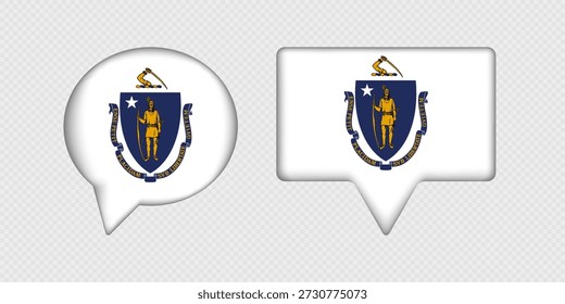 Flag of Massachusetts State in Speech Bubble.