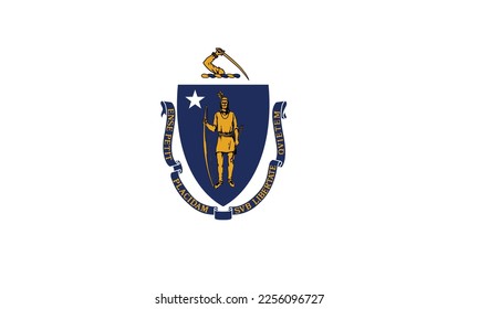 Flag of Massachusetts, State of Massachusetts Flag, Flag of USA state Massachusetts Vector Illustration, State of Massachusetts USA. United States. United States of America US.