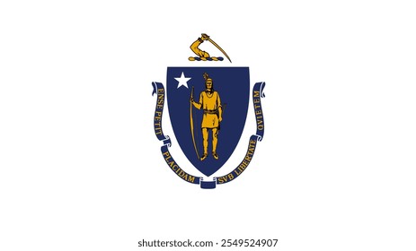 Flagge von Massachusetts, USA, 16:9 Format, Massachusetts Flagge, Vektorbilder