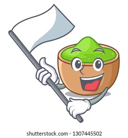 With flag matcha powder in isolated with mascot