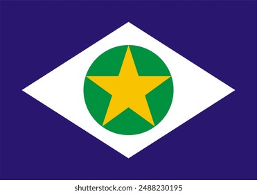 La bandera del estado de Mato Grosso, Brasil, con proporciones precisas y colores oficiales.