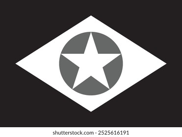 La bandera del estado de Mato Grosso en color blanco y negro. Ilustración vectorial