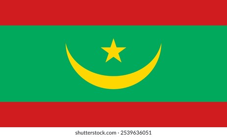 Flag of Mauritania, 16:9 Format, Mauritania Flag, Vector Images