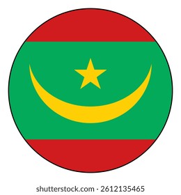 Flag of Mauritania. Black edge. Mauritania circle flag logo icon computer vector illustration design.
