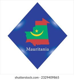 Flag of Mauritania icon isolated on a Blue background