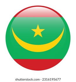 Flag of Mauritania. Flag icon. Standard color. A round flag. 3d illustration. Computer illustration. Digital illustration. Vector illustration.
