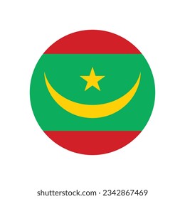 Flag of Mauritania. Flag icon. Standard color. Circle icon flag. Computer illustration. Digital illustration. Vector illustration.
