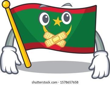 Flag mauritania mascot cartoon character style making silent gesture