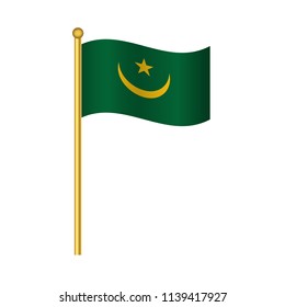 Flag of Mauritania ,Mauritania flag official colors and proportion correctly, Mauritania flag waving isolated Vector illustration eps10.