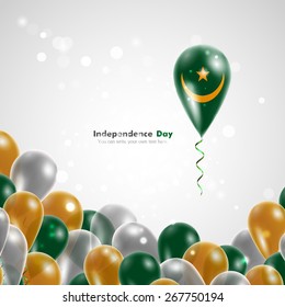 Flag of Mauritania on balloon. Celebration and gifts. Balloons on the feast of the national day.