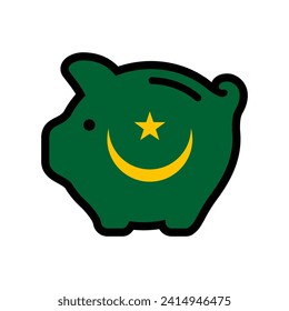 Flag of Mauritania, piggy bank icon, vector symbol.