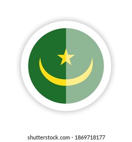 Flag of Mauritania. Round icon.
