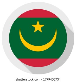 Flagge Mauretaniens, runde Form Symbol auf weißem Hintergrund, Vektorgrafik