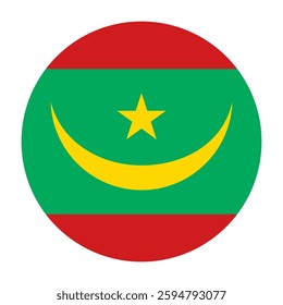 Flag of Mauritania round shape, national symbol