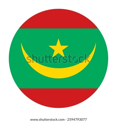 Flag of Mauritania round shape, national symbol
