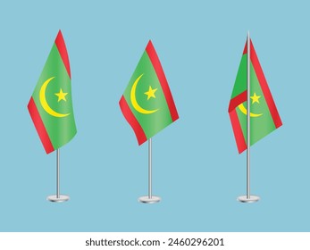 Flag of Mauritania with silver pole