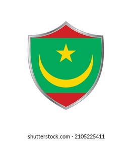 Flag of Mauritania with silver shield frame