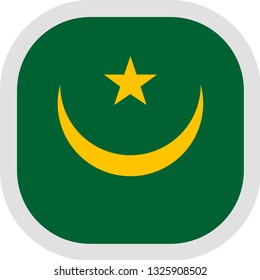 Flag of Mauritania until 2017. Rounded square icon on white background, vector illustration.