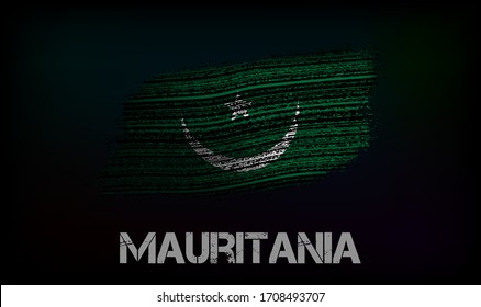 Flag of the Mauritania. Vector illustration in grunge style with cracks and abrasions. Good image for print