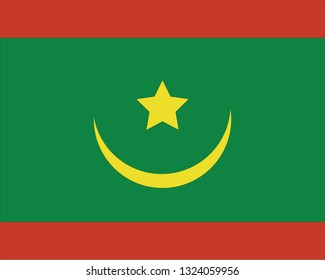 Flag of Mauritania vector illustration isolated on white. Colorful vector illustration.