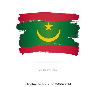 Flag of Mauritania. Vector illustration on white background. Beautiful brush strokes. Abstract concept. Elements for design.
