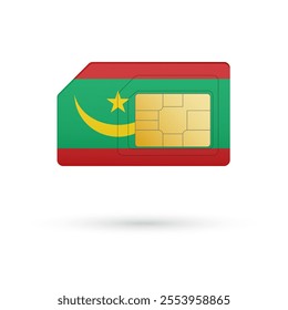 Flag of Mauritania. Vector illustration of SIM Card with flag on white background