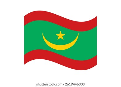 Flag of Mauritania. Mauritania wavy flag digital vector illustration. Fluttering flag.