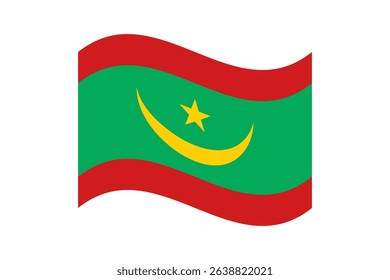 Flag of Mauritania. Mauritania wavy flag digital vector illustration. Fluttering flag.