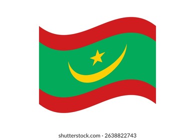 Flag of Mauritania. Mauritania wavy flag digital vector illustration. Fluttering flag.