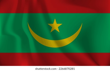 Flag of Mauritania, with a wavy effect due to the wind.