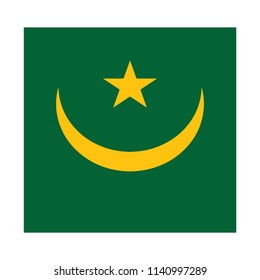 Flag of Mauritania,Mauritania flag Vector Square Icon - Illustration, Flag of Mauritania. Abstract concept, icon, square, button. Raster illustration on white background.