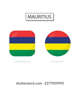 Flag of Mauritius 2 Shapes icon 3D cartoon style.