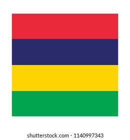 Flag of Mauritius. Abstract concept, icon, square, button. Raster illustration on white background.