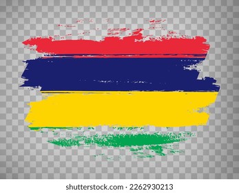 Flag of  Mauritius brush stroke background.  Flag Republic of Mauritius on transparent background for your design, app, UI.  Stock vector. EPS10.