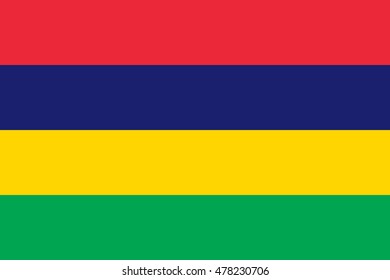 Flag of Mauritius in correct size, proportions and colors. Accurate dimensions. Mauritian national flag. Vector illustration