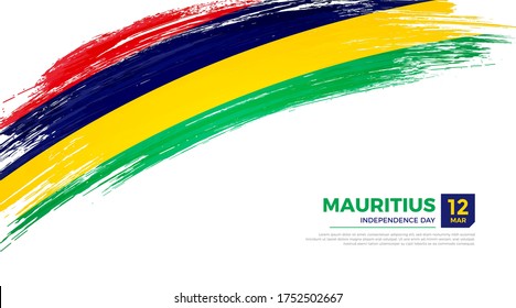 Flag of Mauritius country. Happy Independence day of Mauritius background with grunge brush flag illustration