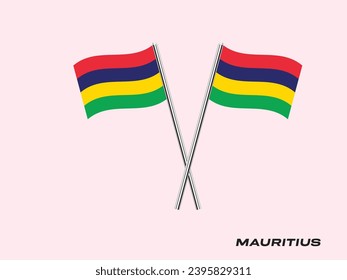 Flag of Mauritius, Mauritius cross flag design. Mauritius cross flag isolated on white background. Vector Illustration of crossed Mauritius flags.