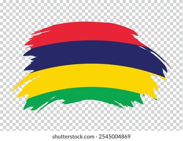 Flag of Mauritius with distressed paint stroke brush effect on isolated background
