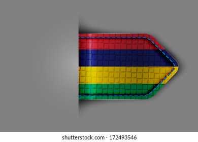 Flag of Mauritius in the form of a glossy textured label or bookmark. Vector illustration.