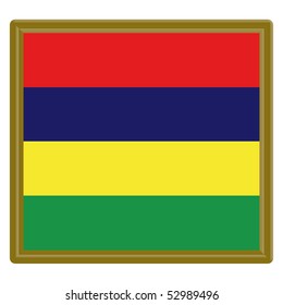 Flag of Mauritius with gold frame