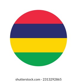 The flag of Mauritius. Flag icon. Standard color. Round flag. Computer illustration. Digital illustration. Vector illustration.