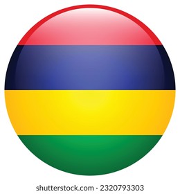 Flag of Mauritius. Flag icon. Standard color. The round flag. 3d illustration. Computer illustration. Digital illustration. Vector illustration.